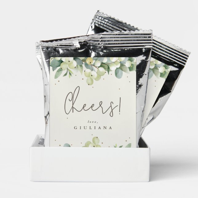 Cream Snowberry+Eucalyptus Bridal Shower Coffee Drink Mix (Pair)