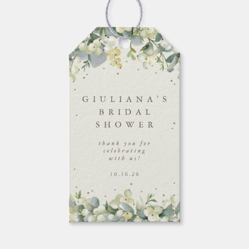 Cream SnowberryEucalyptus Bridal Shower Gift Tags
