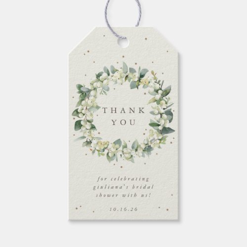 Cream SnowberryEucalyptus Bridal Shower Thank You Gift Tags