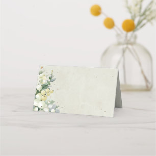 Cream Snowberry+Eucalyptus Christmas Folded Place Card