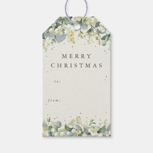 Cream SnowberryEucalyptus ChristmasHoliday Gift Tags