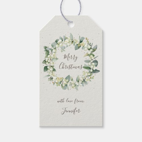 Cream SnowberryEucalyptus Custom Message Gift Tags