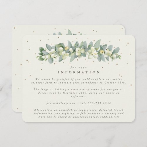 Cream SnowberryEucalyptus Garland Wedding Info Enclosure Card