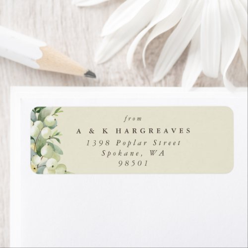Cream SnowberryEucalyptus Holiday Return Address Label