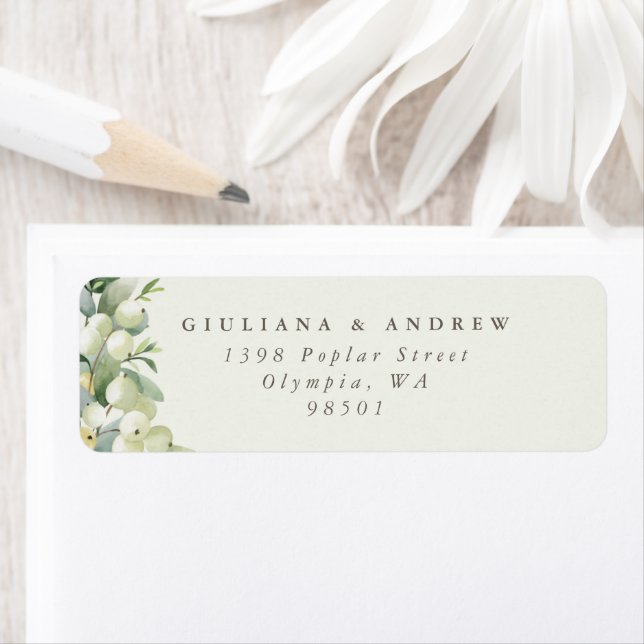 Cream Snowberry+Eucalyptus Return Address Label (Insitu)