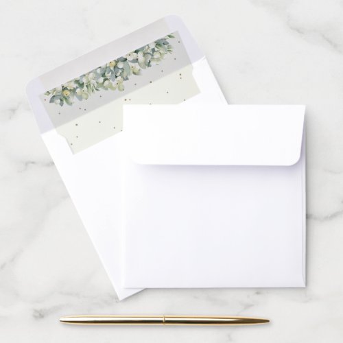 Cream SnowberryEucalyptus Square 525 cards Envelope Liner