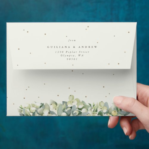 Cream SnowberryEucalyptus Wedding A7 Envelope