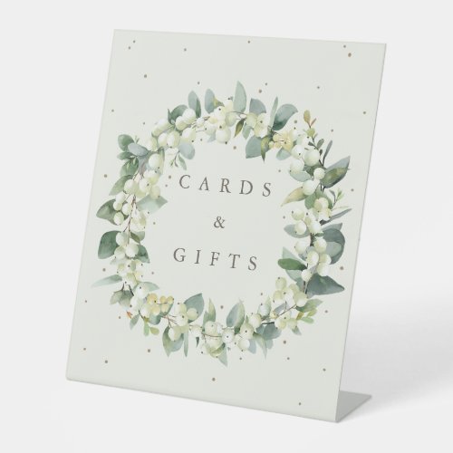 Cream SnowberryEucalyptus Wedding Gifts  Cards Pedestal Sign