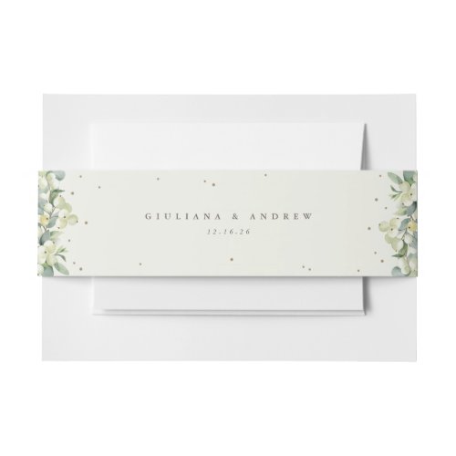 Cream SnowberryEucalyptus Wedding Landscape Invitation Belly Band