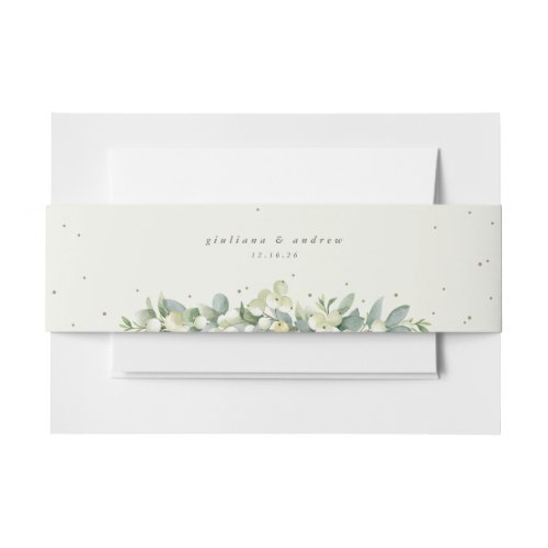 Cream SnowberryEucalyptus Wedding Landscape Invitation Belly Band