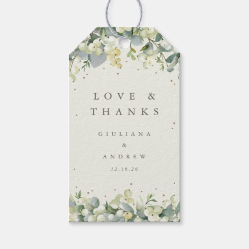 Cream SnowberryEucalyptus Wedding Love  Thanks Gift Tags