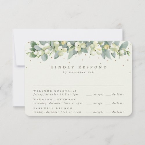 Cream SnowberryEucalyptus Wedding Multi_Event RSVP Card