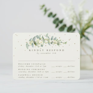 Cream Snowberry+Eucalyptus Wedding Multi-Event RSVP Card