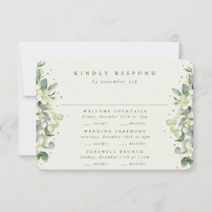 Cream Snowberry+Eucalyptus Wedding Multi-Event RSVP Card