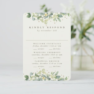 Cream Snowberry+Eucalyptus Wedding Multi-Event RSVP Card