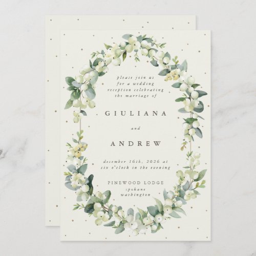 Cream SnowberryEucalyptus Wedding Reception Only Invitation