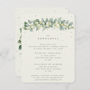 Cream Snowberry+Eucalyptus Wedding Rehearsal Enclosure Card