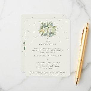 Cream Snowberry+Eucalyptus Wedding Rehearsal Enclosure Card