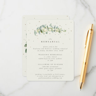 Cream Snowberry+Eucalyptus Wedding Rehearsal Enclosure Card