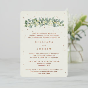 Cream Snowberry+Eucalyptus Wedding Rehearsal Foil Invitation