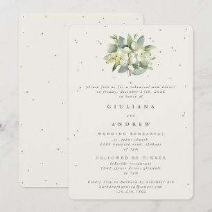 Cream Snowberry+Eucalyptus Wedding Rehearsal Invitation