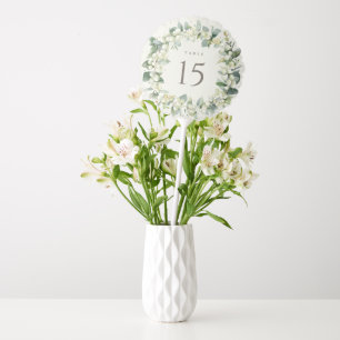 Cream Snowberry+Eucalyptus Wedding Table Number Balloon