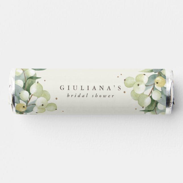 Cream Snowberry+Eucalyptus Winter Bridal Shower Breath Savers® Mints (Front)