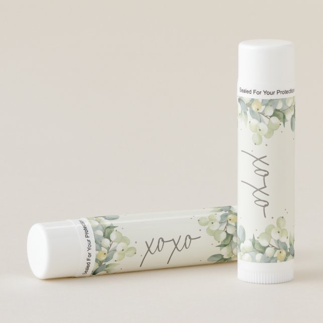 Cream Snowberry+Eucalyptus Winter Wedding Favor Lip Balm (Front)
