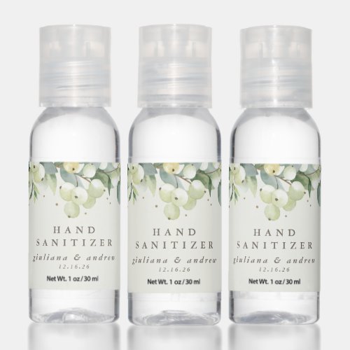 Cream SnowberryEucalyptus Winter Wedding Hand Sanitizer