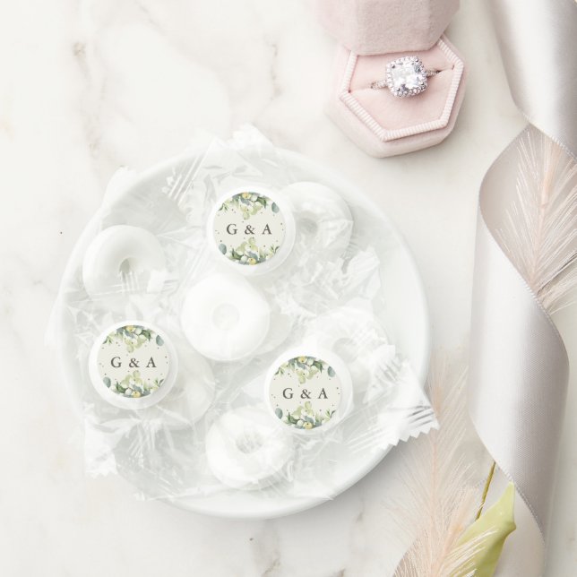 Cream Snowberry+Eucalyptus Winter Wedding Life Saver® Mints (Wedding)