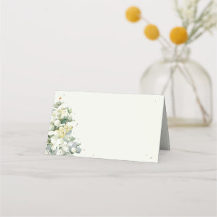 Cream Snowberry+Eucalyptus Winter Wedding Place Card