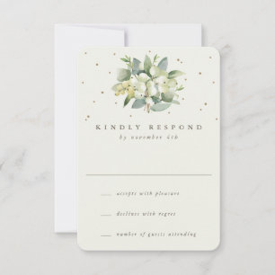 Cream Snowberry+Eucalyptus Winter Wedding RSVP Card