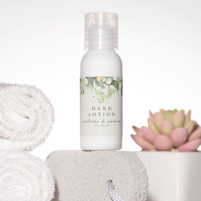 Cream Snowberry+Eucalyptus Winter Wedding Travel Hand Lotion (Insitu)