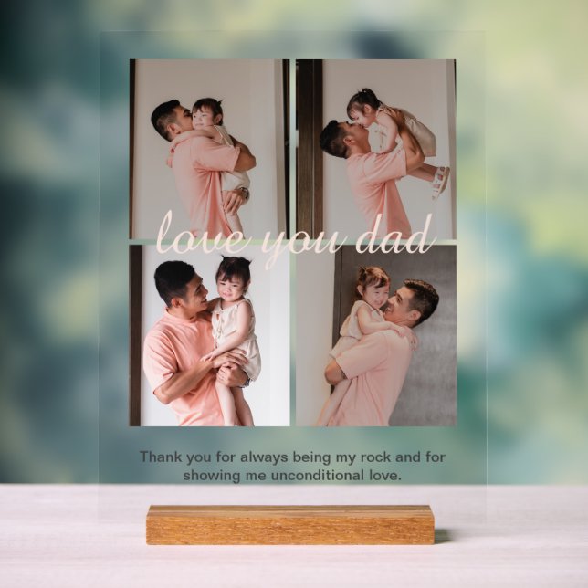 Cream Soft Happy Father's Day Gift Photo Collage  Acrylic Sign (Neutral)
