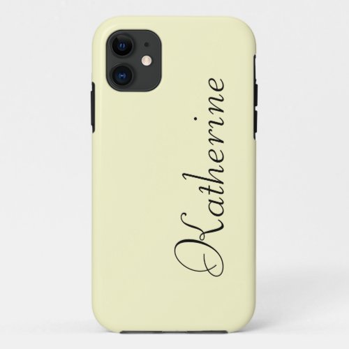 Cream Solid Color  Minimalist Name iPhone 11 Case