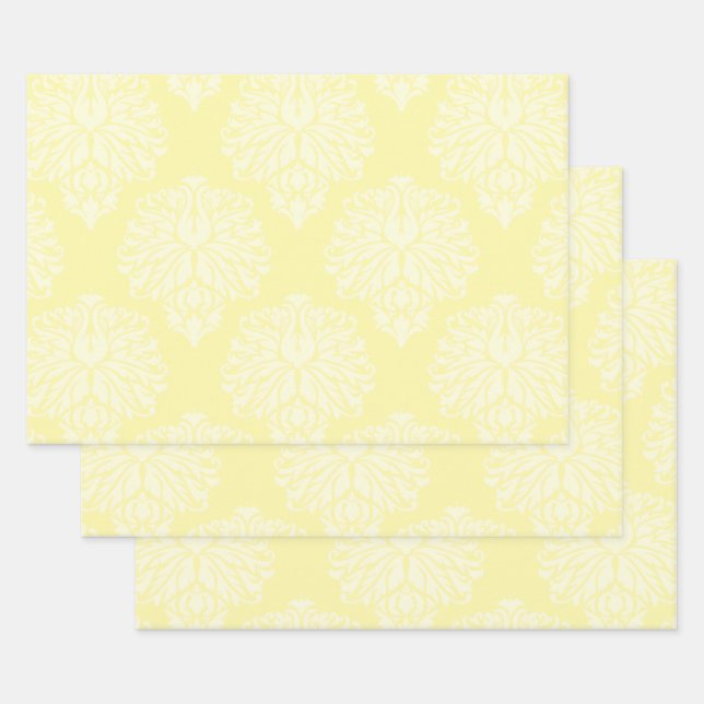 Cream Southern Cottage Damask Wrapping Paper Sheets (Set)