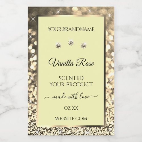 Cream Sparkling Gold Glitter Product Labels Jewels