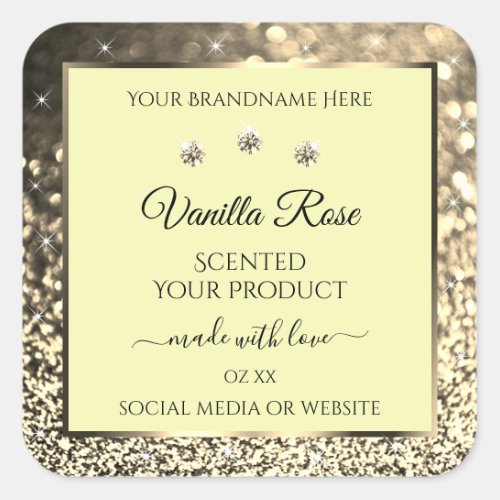 Cream Sparkling Gold Glitter Product Labels Jewels