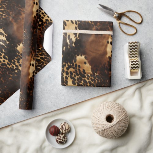 Cream Spotted Brown Black Cowhide Wrapping Paper