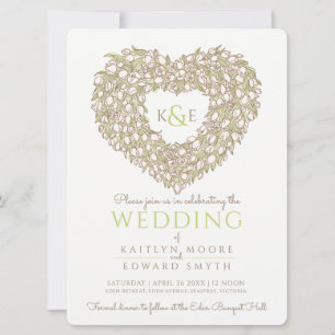 Cream spring tulips drawing heart wedding invitation