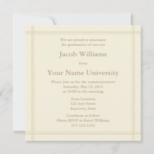 Cream Square Graduation Invitation or Announcement