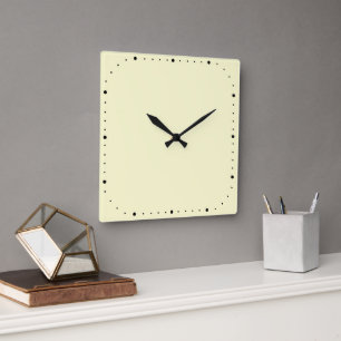 Cream Square Wall Clock With Without Numbers