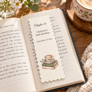 Cream stack books coffee Chapter 50 birthday favor Bookmarks