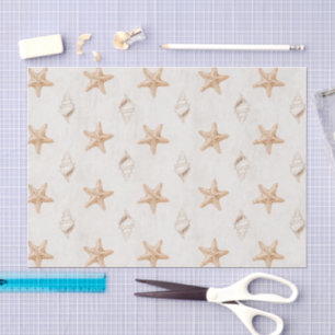 Cream Starfish Shells Beach Wedding Tissue Paper