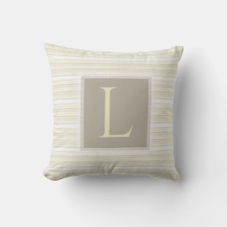 Cream Stripe Block Monogram Throw Pillow 16x16