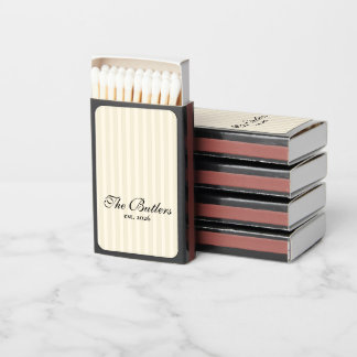 Cream Striped Last Name Matchbox Matchboxes