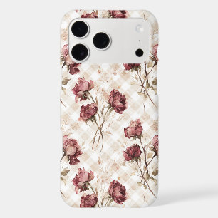 Cream Stripes Red Roses Flowers iPhone 17 Pro Max Case
