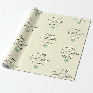 Cream Sweet 16 Personalized Birthday Wrapping Paper
