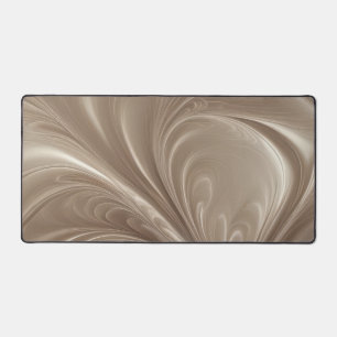 Cream Swirl - Soft Beige Abstract Flowing Design Desk Mat
