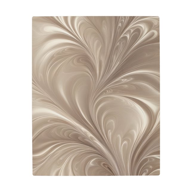 Cream Swirl - Soft Beige Abstract Flowing Design Metal Print (Front)